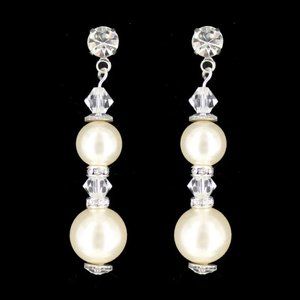 Bridal Crystal and Pearl Earrings